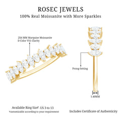 Certified Moissanite Half Eternity Wedding Band Ring