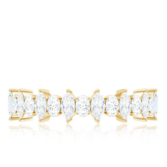 Certified Moissanite Half Eternity Wedding Band Ring