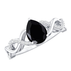 Infinity Shank Created Black Diamond and Diamond Solitaire Engagement Ring