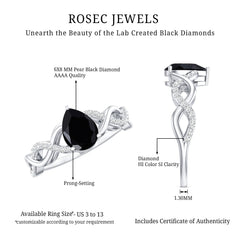 Infinity Shank Created Black Diamond and Diamond Solitaire Engagement Ring