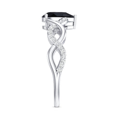 Infinity Shank Created Black Diamond and Diamond Solitaire Engagement Ring