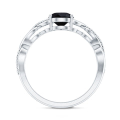 Infinity Shank Created Black Diamond and Diamond Solitaire Engagement Ring