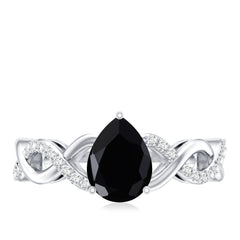 Infinity Shank Created Black Diamond and Diamond Solitaire Engagement Ring