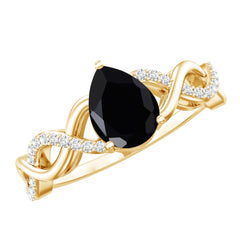 Infinity Shank Created Black Diamond and Diamond Solitaire Engagement Ring