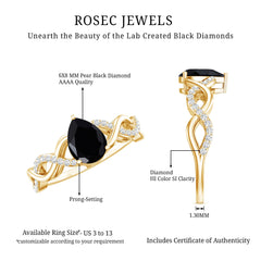 Infinity Shank Created Black Diamond and Diamond Solitaire Engagement Ring
