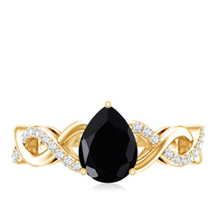 Infinity Shank Created Black Diamond and Diamond Solitaire Engagement Ring