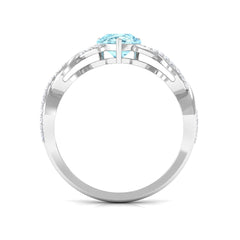Natural Aquamarine Pear Shaped Engagement Ring with Diamond Infinity Shank