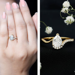 Certified Moissanite Designer Pear Shape Engagement Ring