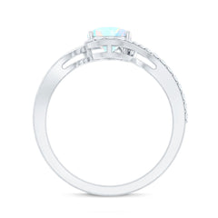 5X7mm Pear Cut Ethiopian Opal Engagement Ring with Diamond