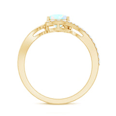 5X7mm Pear Cut Ethiopian Opal Engagement Ring with Diamond