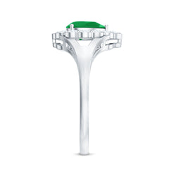 5X7 mm Pear Cut Emerald Engagement Ring with Diamond Halo