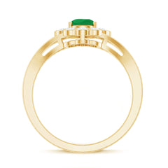 5X7 mm Pear Cut Emerald Engagement Ring with Diamond Halo