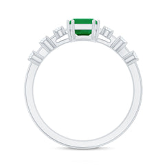 Natural Emerald Diamond Emerald Cut Engagement Ring