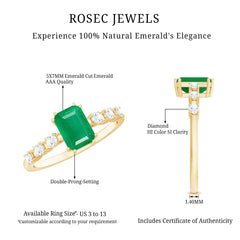 Natural Emerald Diamond Emerald Cut Engagement Ring