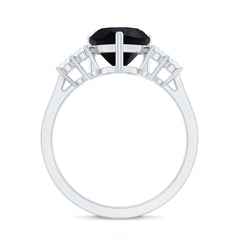 Heart Shape Created Black Diamond Solitaire Promise Ring with Diamond