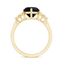 Heart Shape Created Black Diamond Solitaire Promise Ring with Diamond