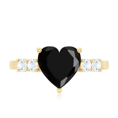 Heart Shape Created Black Diamond Solitaire Promise Ring with Diamond