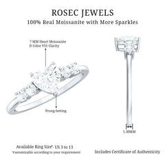 Certified Brilliant Cut Moissanite Heart Promise Ring for Her