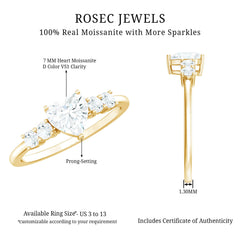 Certified Brilliant Cut Moissanite Heart Promise Ring for Her