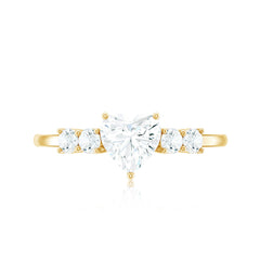 Certified Brilliant Cut Moissanite Heart Promise Ring for Her