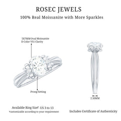Oval Cut Moissanite Solitaire Engagement Ring with Bow Design