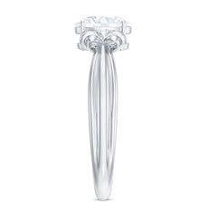 Oval Cut Moissanite Solitaire Engagement Ring with Bow Design