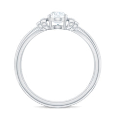 Oval Cut Moissanite Solitaire Engagement Ring with Bow Design