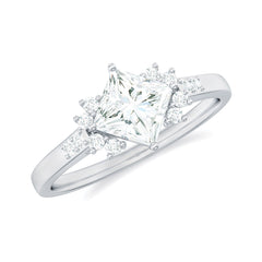 Simple Princess Cut Zircon Solitaire Promise Ring in Gold