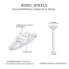 Simple Princess Cut Zircon Solitaire Promise Ring in Gold