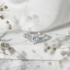 Simple Princess Cut Zircon Solitaire Promise Ring in Gold