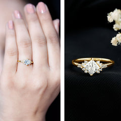 Simple Princess Cut Zircon Solitaire Promise Ring in Gold