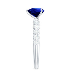 Certified 1 Carat Lab Created Blue Sapphire Heart Engagement Ring with Diamond