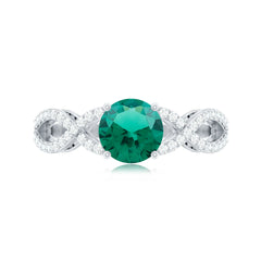 Certified Lab Grown Emerald Diamond Engagement Ring with Crossover Shank