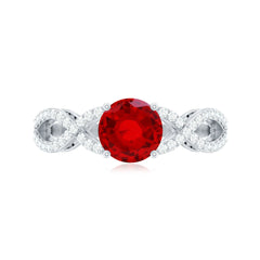 Certified Lab Grown Ruby Crossover Engagement Ring With Moissanite