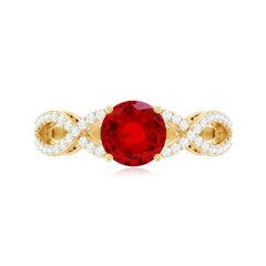 Certified Lab Grown Ruby Crossover Engagement Ring With Moissanite