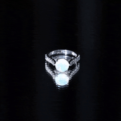 Natural 8mm Ethiopian Opal Diamond Engagement Ring with Side Stones