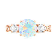 Certified Real Ethiopian Opal 3 Stone Engagement Ring With Certificate