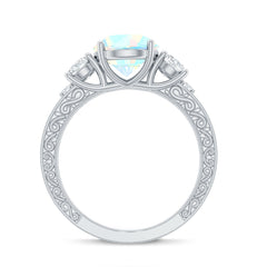 Certified Real Ethiopian Opal 3 Stone Engagement Ring With Certificate