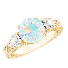 Certified Real Ethiopian Opal 3 Stone Engagement Ring With Certificate