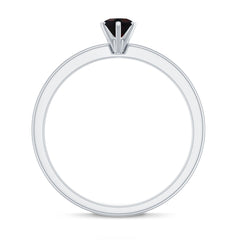5MM Round Black Opal Solitaire Promise Ring