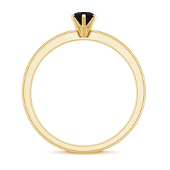 5MM Round Black Opal Solitaire Promise Ring