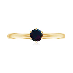 5MM Round Black Opal Solitaire Promise Ring