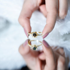 Real Black Opal and Diamond Flower Engagement Ring