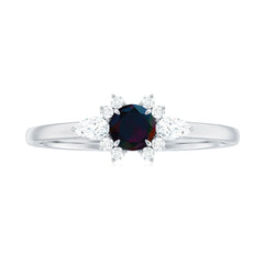 Claw Set Round Black Opal and Diamond Promise Ring