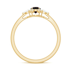 Claw Set Round Black Opal and Diamond Promise Ring
