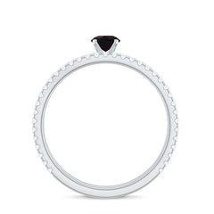 1.25 CT Minimal Wedding Ring Set with Black Opal and Diamond