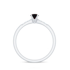Black Opal Promise Ring with Diamond Side Stones