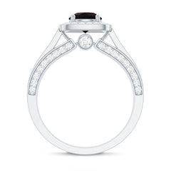 Classic Black Opal Engagement Ring with Moissanite Accent