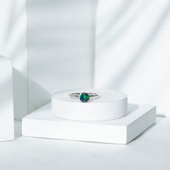Genuine Black Opal Solitaire Ring for Women