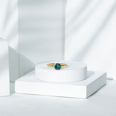 Genuine Black Opal Solitaire Ring for Women